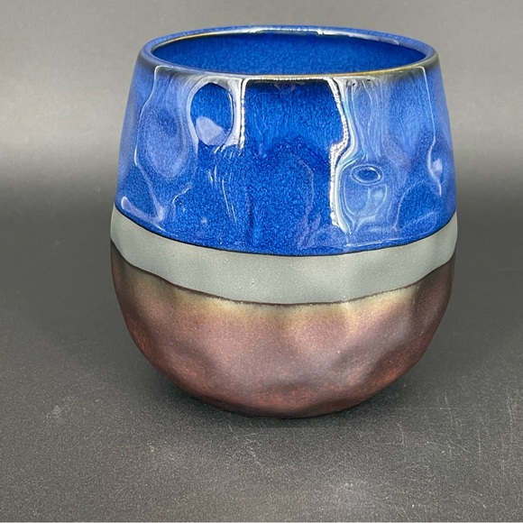 Potter's Corner Jayde Dip Royal Blue Dye Coffee Mug Hammered Bulb 16oz - Picture 2 of 10